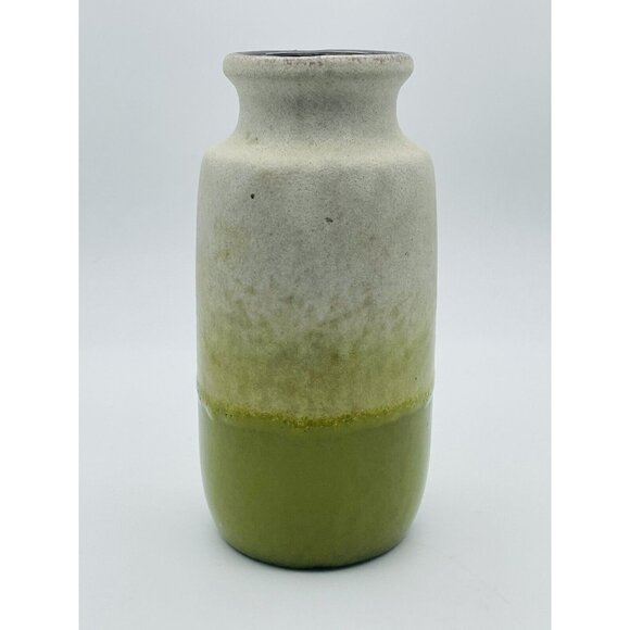 A West German Fat Lava Vase by Scheurich Green Cream Two Tone 213-20. - Picture 1 of 8